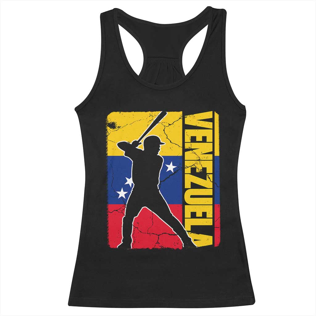 Venezuela Baseball Pride Vintage Flag Racerback Tank Top Venezuelan Sports Fan Gift for Latino Beisbol Lovers TS02 Black Print Your Wear