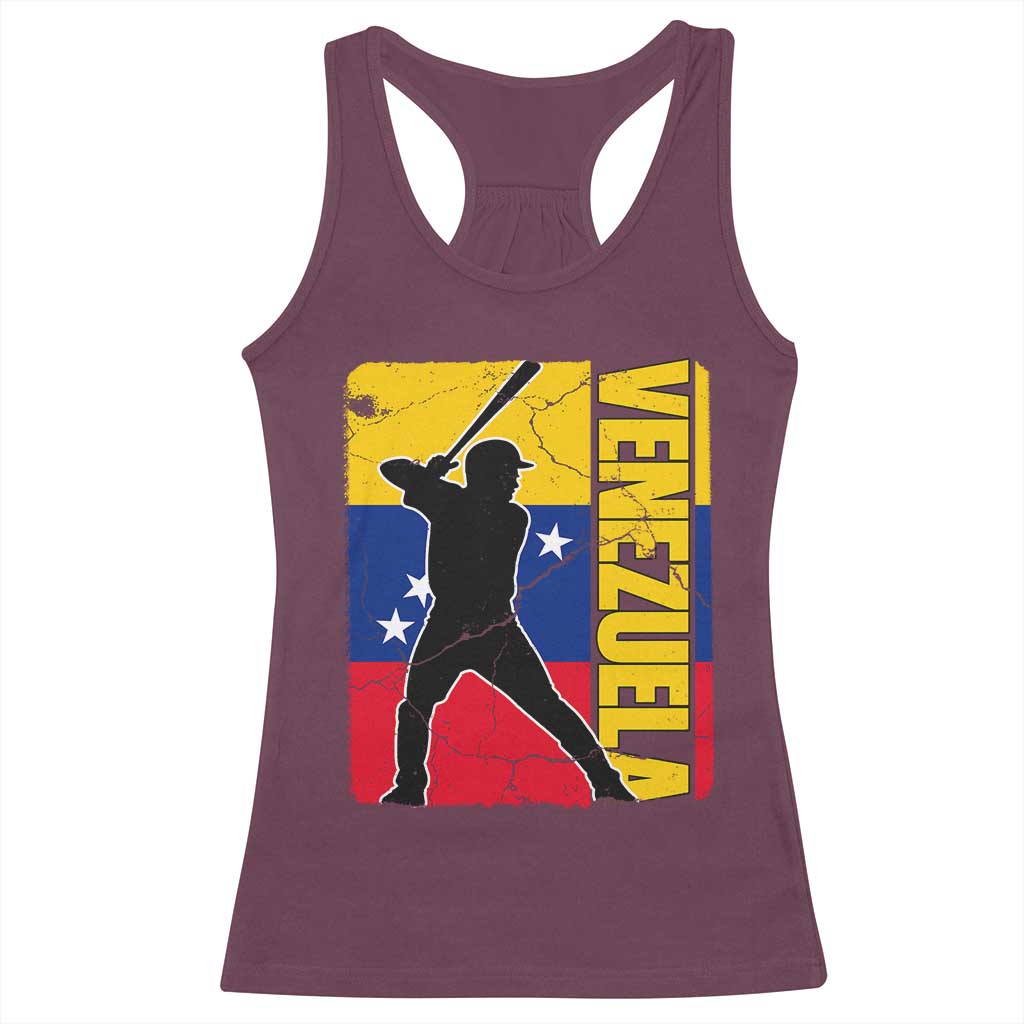 Venezuela Baseball Pride Vintage Flag Racerback Tank Top Venezuelan Sports Fan Gift for Latino Beisbol Lovers TS02 Maroon Print Your Wear