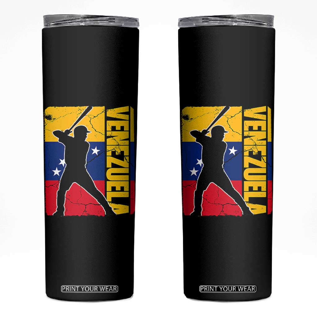 Venezuela Baseball Pride Vintage Flag Skinny Tumbler Venezuelan Sports Fan Gift for Latino Beisbol Lovers TS02 Black Print Your Wear