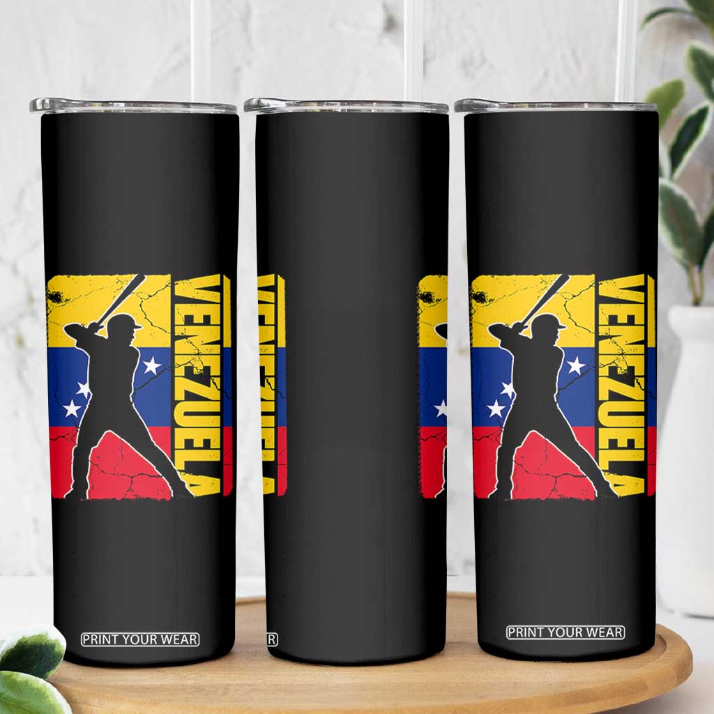 Venezuela Baseball Pride Vintage Flag Skinny Tumbler Venezuelan Sports Fan Gift for Latino Beisbol Lovers TS02 Print Your Wear