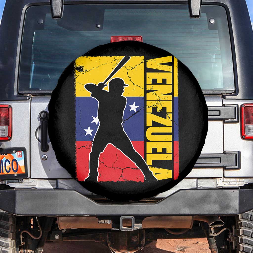 Venezuela Baseball Pride Vintage Flag Spare Tire Cover Venezuelan Sports Fan Gift for Latino Beisbol Lovers TS02 No hole Black Print Your Wear