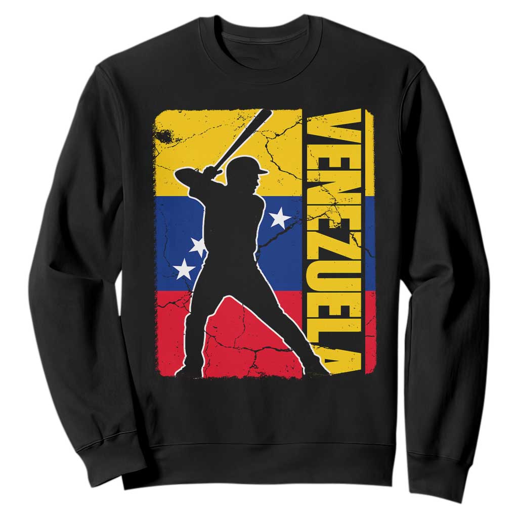 Venezuela Baseball Pride Vintage Flag Sweatshirt Venezuelan Sports Fan Gift for Latino Beisbol Lovers TS02 Black Print Your Wear