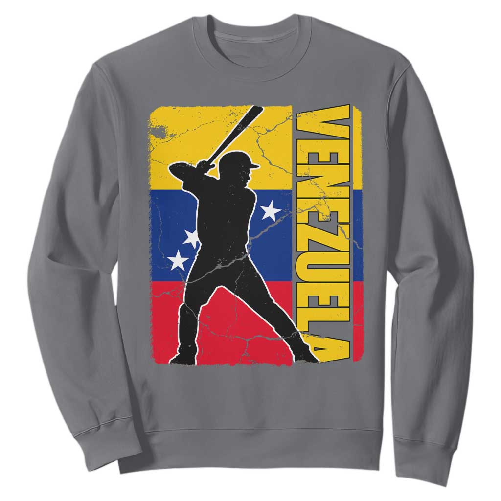 Venezuela Baseball Pride Vintage Flag Sweatshirt Venezuelan Sports Fan Gift for Latino Beisbol Lovers TS02 Charcoal Print Your Wear