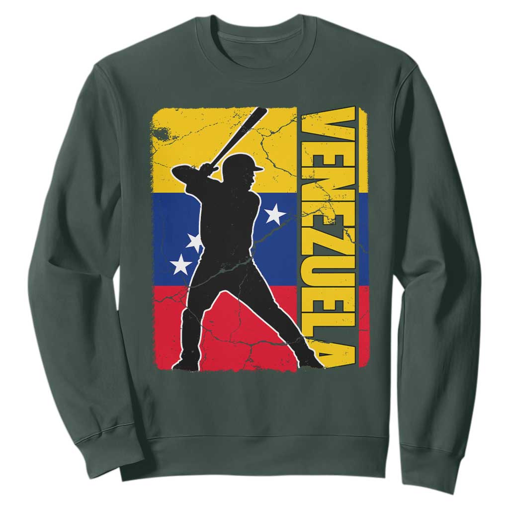 Venezuela Baseball Pride Vintage Flag Sweatshirt Venezuelan Sports Fan Gift for Latino Beisbol Lovers TS02 Dark Forest Green Print Your Wear