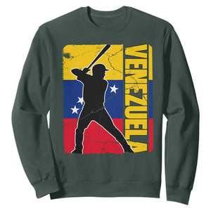 Venezuela Baseball Pride Vintage Flag Sweatshirt Venezuelan Sports Fan Gift for Latino Beisbol Lovers TS02 Dark Forest Green Print Your Wear
