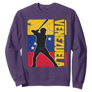 Venezuela Baseball Pride Vintage Flag Sweatshirt Venezuelan Sports Fan Gift for Latino Beisbol Lovers TS02 Purple Print Your Wear