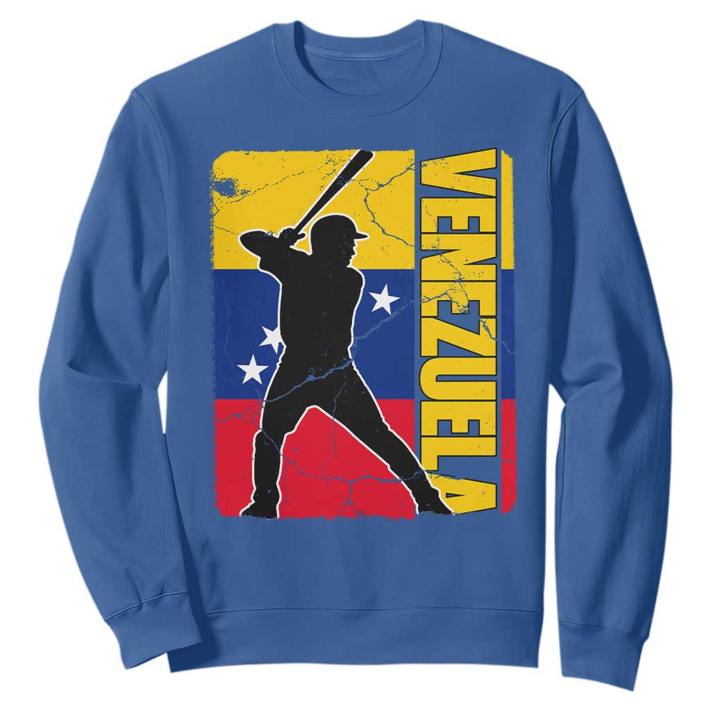 Venezuela Baseball Pride Vintage Flag Sweatshirt Venezuelan Sports Fan Gift for Latino Beisbol Lovers TS02 Royal Blue Print Your Wear