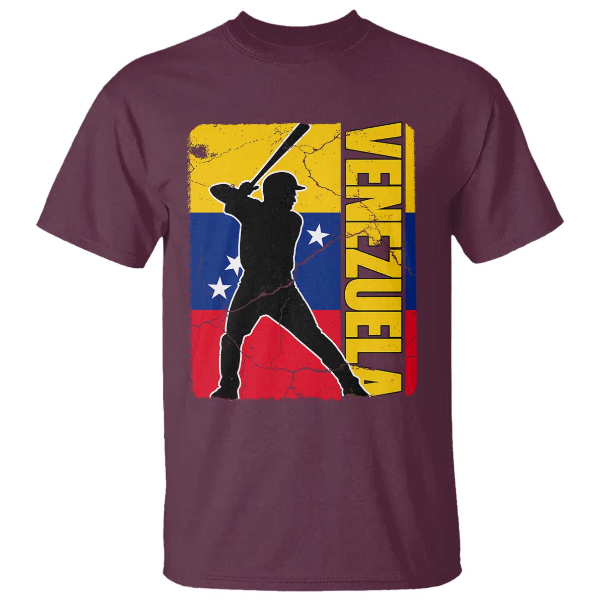 Venezuela Baseball Pride Vintage Flag T Shirt - Venezuelan Sports Fan Gift for Latino Beisbol Lovers TS02 Maroon Print Your Wear