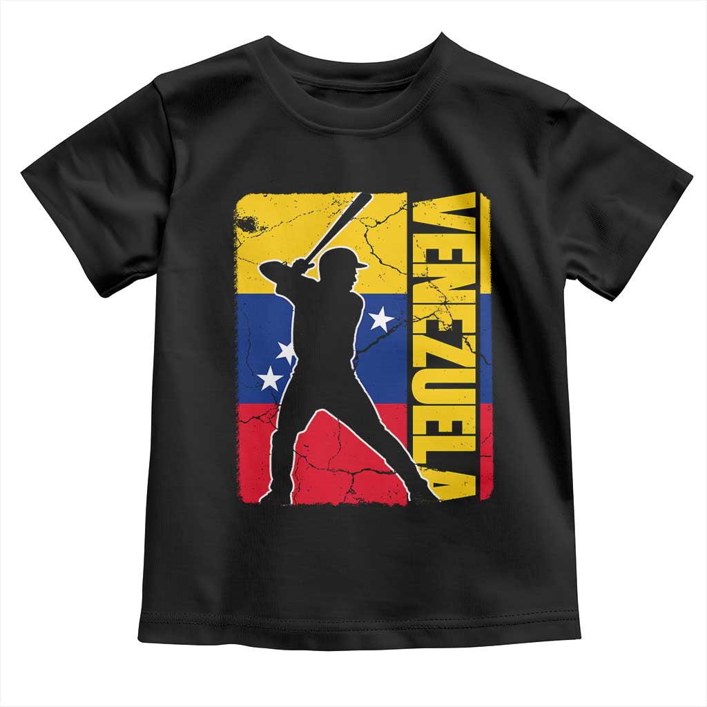 Venezuela Baseball Pride Vintage Flag Toddler T Shirt Venezuelan Sports Fan Gift for Latino Beisbol Lovers TS02 Black Print Your Wear