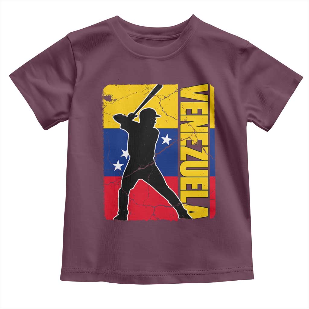 Venezuela Baseball Pride Vintage Flag Toddler T Shirt Venezuelan Sports Fan Gift for Latino Beisbol Lovers TS02 Maroon Print Your Wear