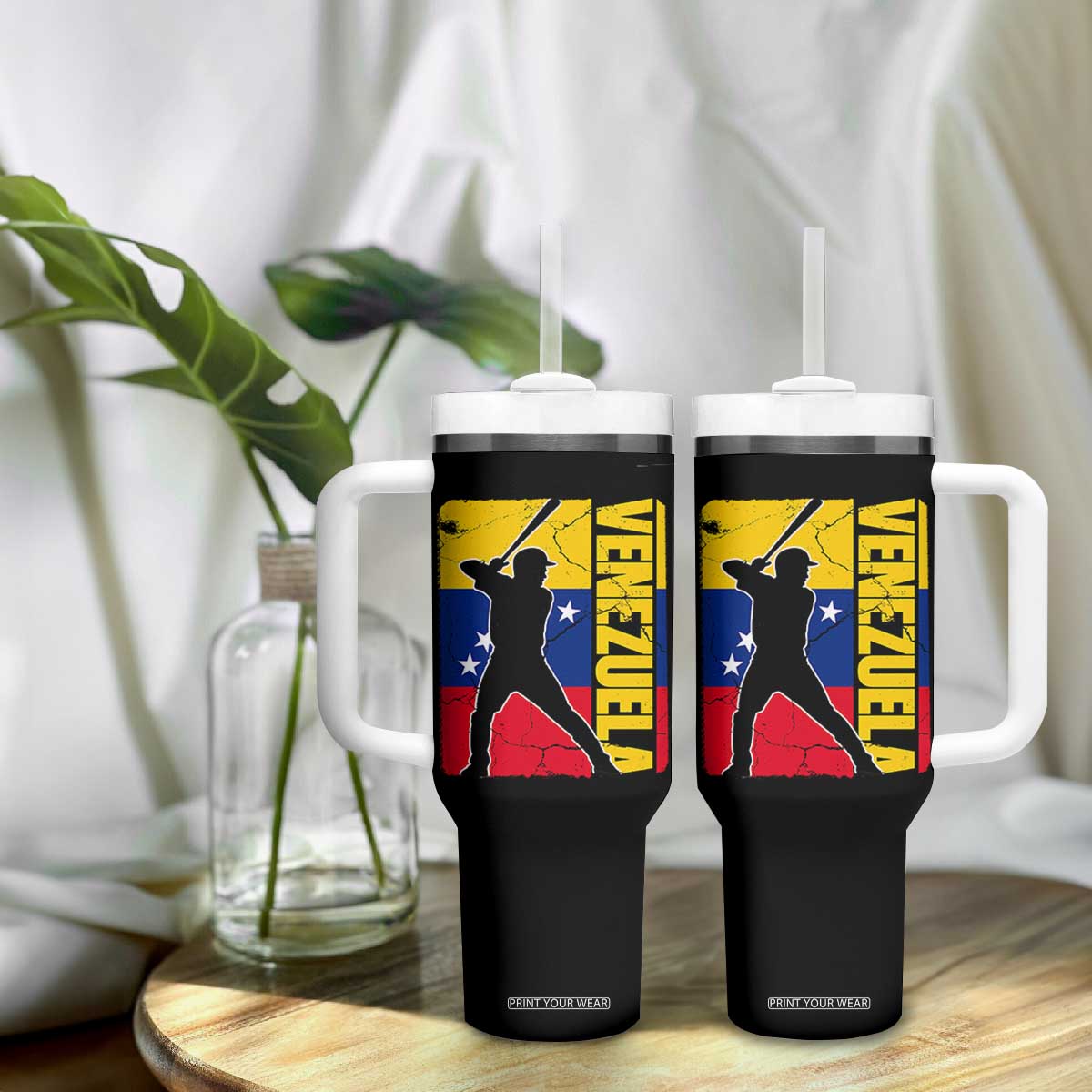 Venezuela Baseball Pride Vintage Flag Tumbler With Handle Venezuelan Sports Fan Gift for Latino Beisbol Lovers TS02 Print Your Wear