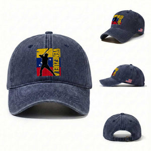 Venezuela Baseball Pride Vintage Flag Washed Cotton Baseball Cap Venezuelan Sports Fan Gift for Latino Beisbol Lovers TS02 Washed Cap Universal Fit Navy Print Your Wear