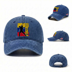 Venezuela Baseball Pride Vintage Flag Washed Cotton Baseball Cap Venezuelan Sports Fan Gift for Latino Beisbol Lovers TS02 Washed Cap Universal Fit Royal Blue Print Your Wear