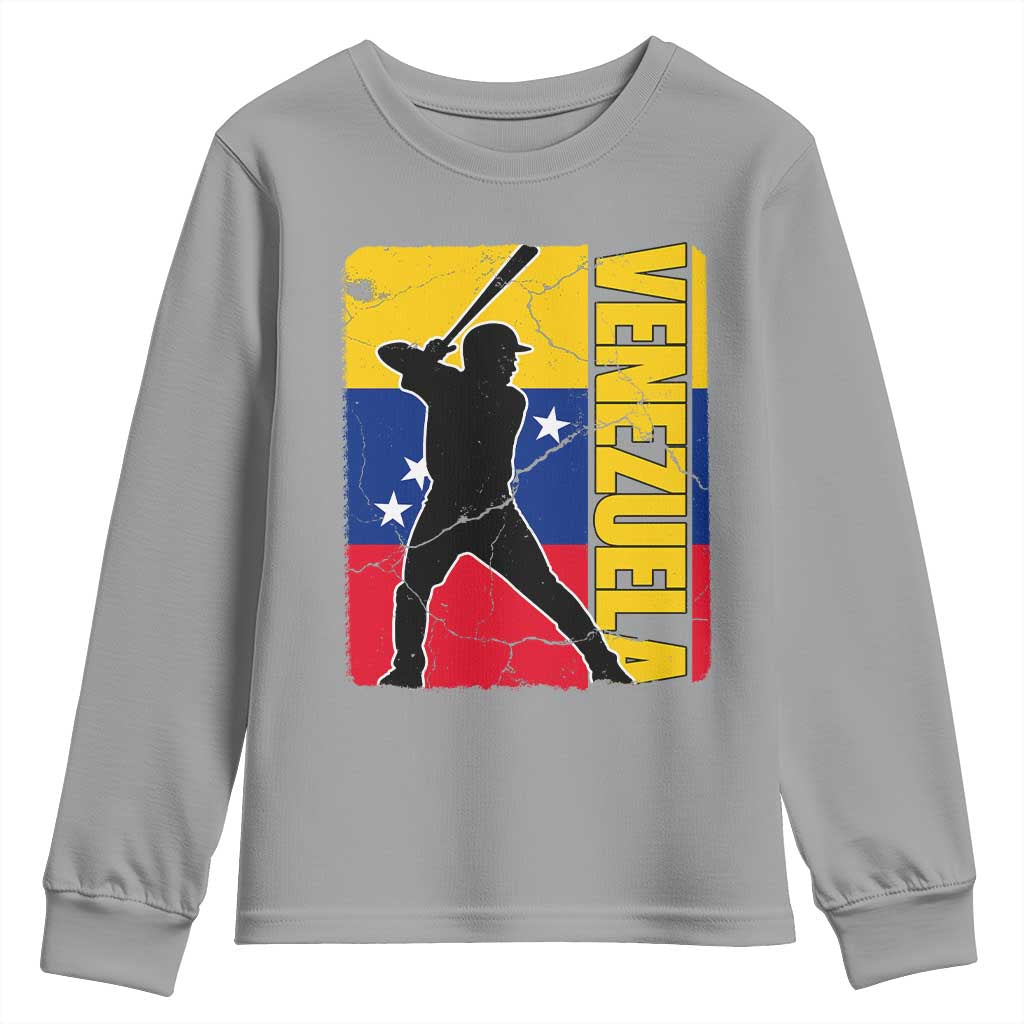 Venezuela Baseball Pride Vintage Flag Youth Sweatshirt Venezuelan Sports Fan Gift for Latino Beisbol Lovers TS02 Sport Gray Print Your Wear