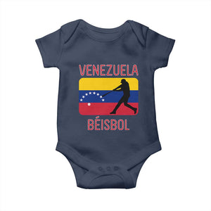 Venezuela Beisbol Flag Baby Onesie Venezuelan Baseball Pride Latino Sports Fans TS02 Navy Print Your Wear