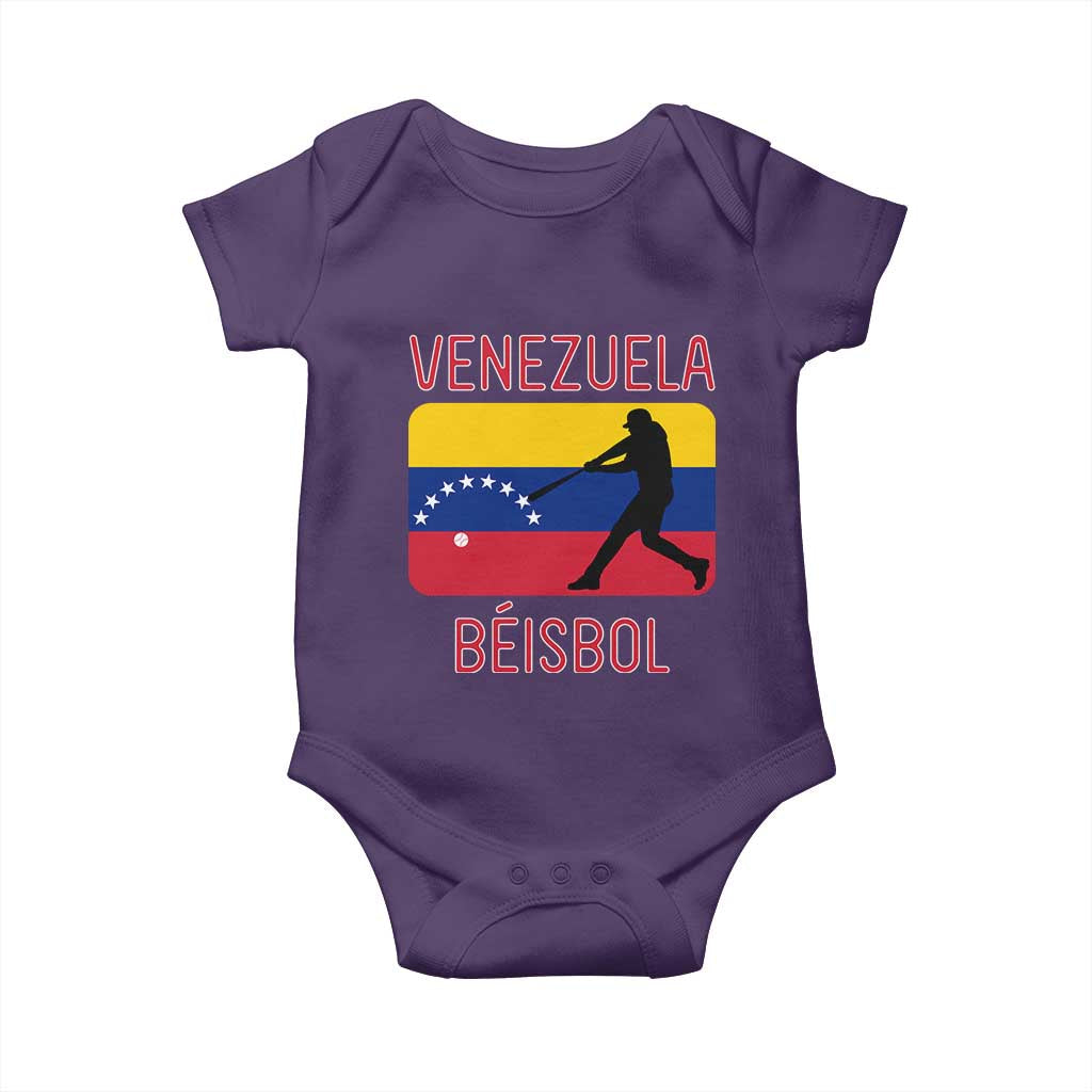Venezuela Beisbol Flag Baby Onesie Venezuelan Baseball Pride Latino Sports Fans TS02 Purple Print Your Wear