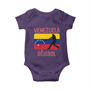Venezuela Beisbol Flag Baby Onesie Venezuelan Baseball Pride Latino Sports Fans TS02 Purple Print Your Wear