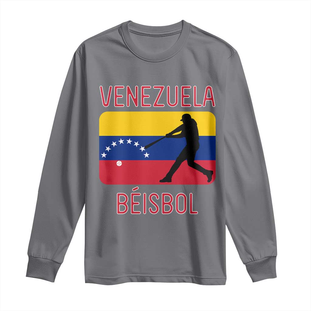 Venezuela Beisbol Flag Long Sleeve Shirt Venezuelan Baseball Pride Latino Sports Fans TS02 Charcoal Print Your Wear