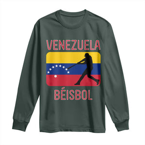 Venezuela Beisbol Flag Long Sleeve Shirt Venezuelan Baseball Pride Latino Sports Fans TS02 Dark Forest Green Print Your Wear