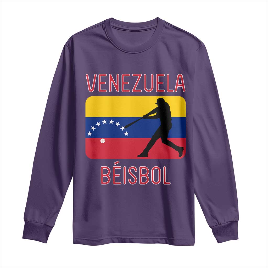Venezuela Beisbol Flag Long Sleeve Shirt Venezuelan Baseball Pride Latino Sports Fans TS02 Purple Print Your Wear