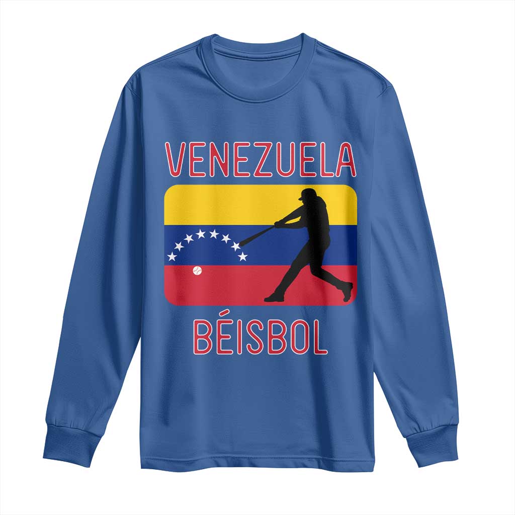 Venezuela Beisbol Flag Long Sleeve Shirt Venezuelan Baseball Pride Latino Sports Fans TS02 Royal Blue Print Your Wear