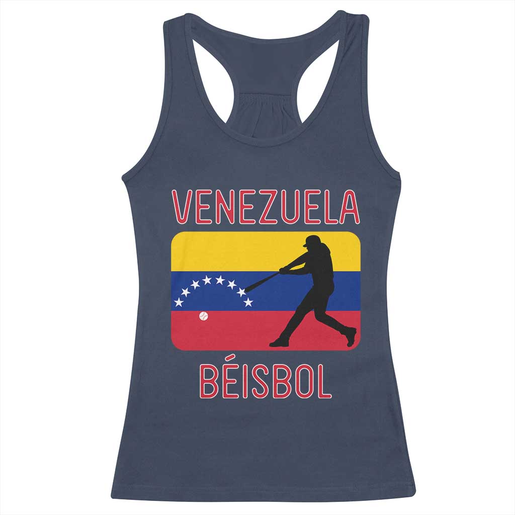 Venezuela Beisbol Flag Racerback Tank Top Venezuelan Baseball Pride Latino Sports Fans TS02 Navy Print Your Wear