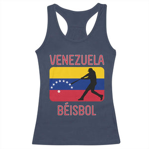 Venezuela Beisbol Flag Racerback Tank Top Venezuelan Baseball Pride Latino Sports Fans TS02 Navy Print Your Wear