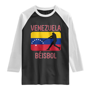 Venezuela Beisbol Flag Raglan Shirt Venezuelan Baseball Pride Latino Sports Fans TS02 Black White Print Your Wear