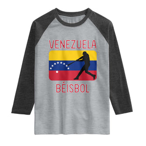 Venezuela Beisbol Flag Raglan Shirt Venezuelan Baseball Pride Latino Sports Fans TS02 Heather Gray Heather Charcoal Print Your Wear
