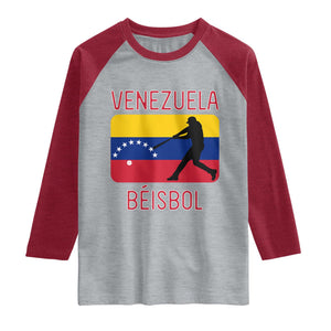 Venezuela Beisbol Flag Raglan Shirt Venezuelan Baseball Pride Latino Sports Fans TS02 Heather Gray Heather Red Print Your Wear