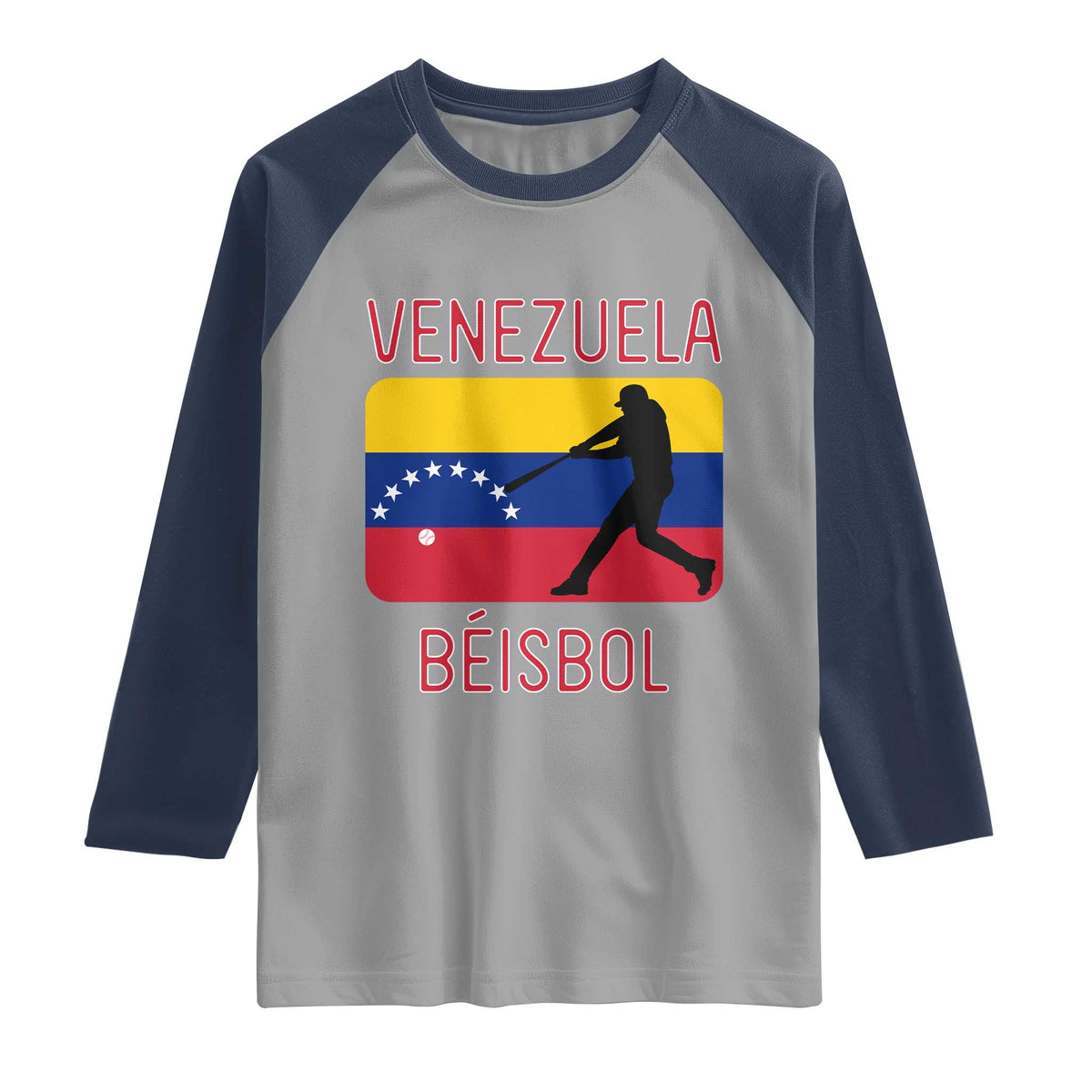 Venezuela Beisbol Flag Raglan Shirt Venezuelan Baseball Pride Latino Sports Fans TS02 Sport Gray Navy Print Your Wear