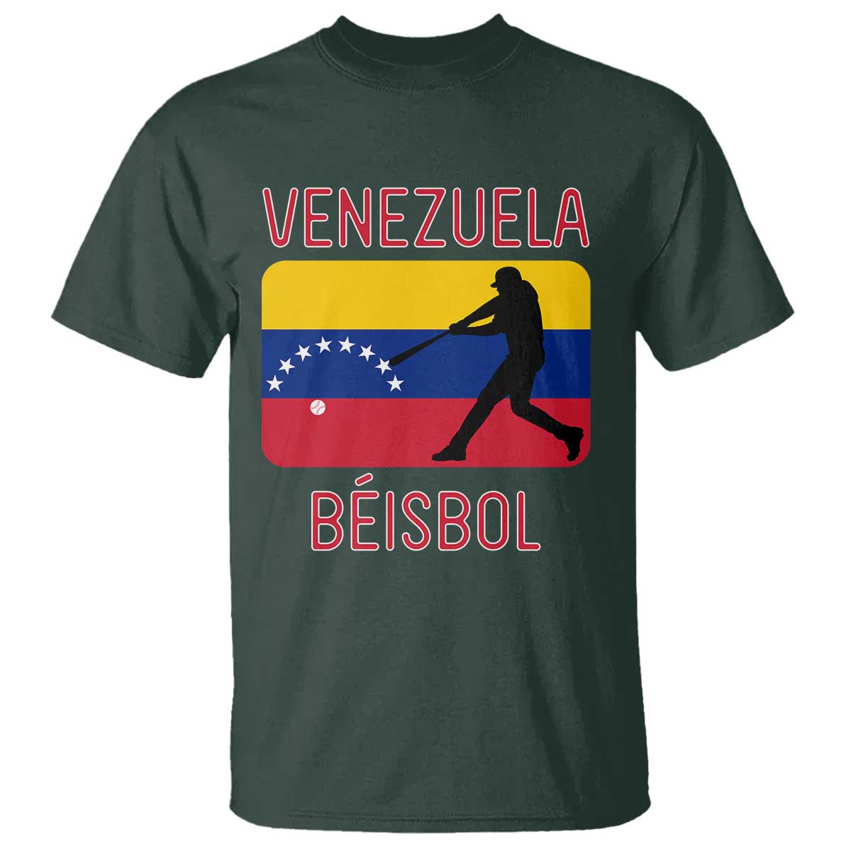 Venezuela Beisbol Flag T Shirt Venezuelan Baseball Pride Latino Sports Fans TS02 Dark Forest Green Print Your Wear