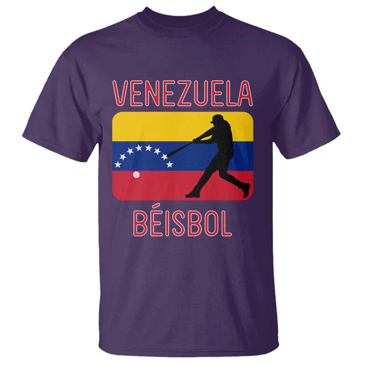 Venezuela Beisbol Flag T Shirt Venezuelan Baseball Pride Latino Sports Fans TS02 Purple Print Your Wear