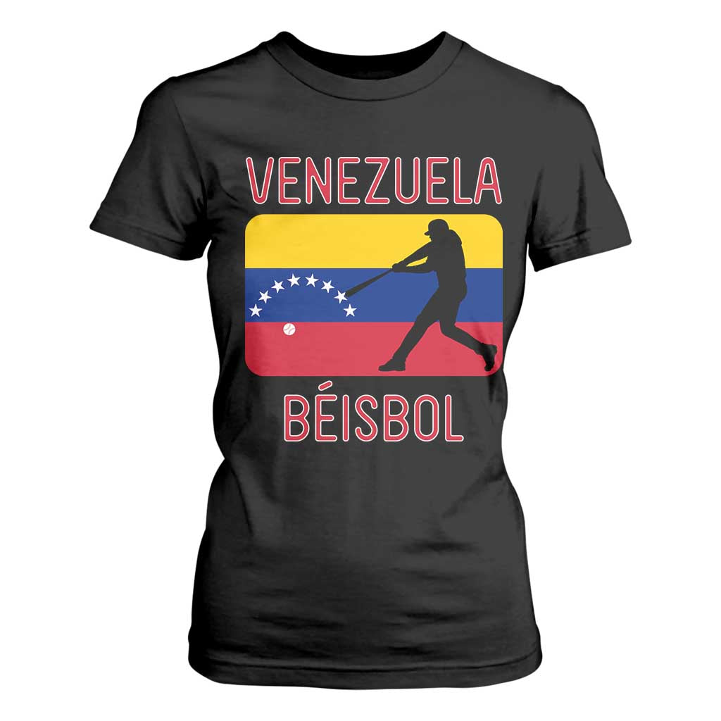Venezuela Beisbol Flag T Shirt For Women Venezuelan Baseball Pride Latino Sports Fans TS02 Black Print Your Wear