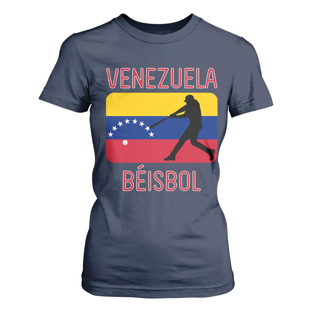 Venezuela Beisbol Flag T Shirt For Women Venezuelan Baseball Pride Latino Sports Fans TS02 Navy Print Your Wear