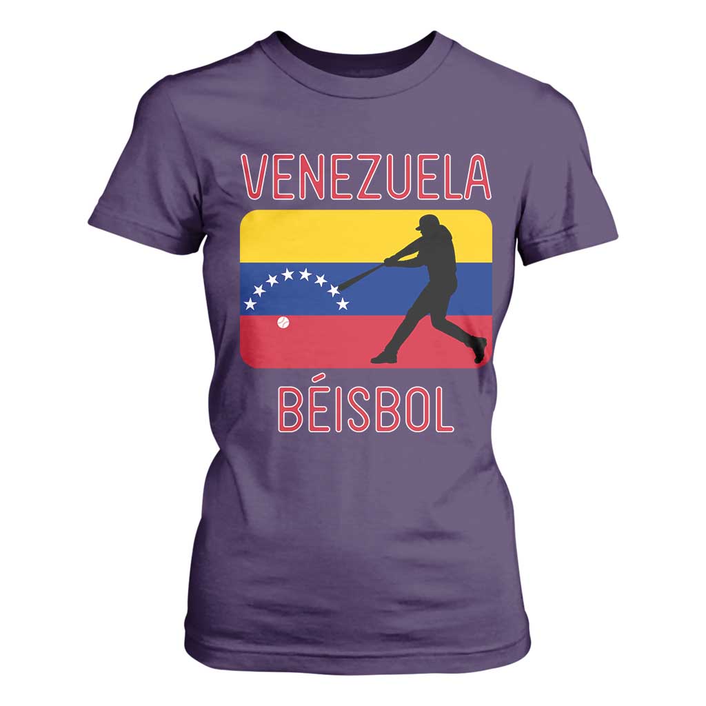 Venezuela Beisbol Flag T Shirt For Women Venezuelan Baseball Pride Latino Sports Fans TS02 Purple Print Your Wear