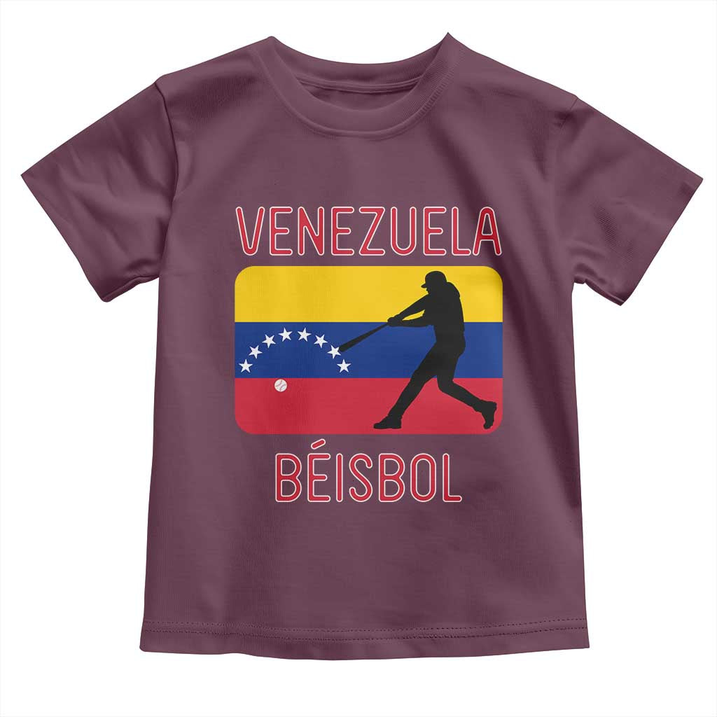 Venezuela Beisbol Flag Toddler T Shirt Venezuelan Baseball Pride Latino Sports Fans TS02 Maroon Print Your Wear