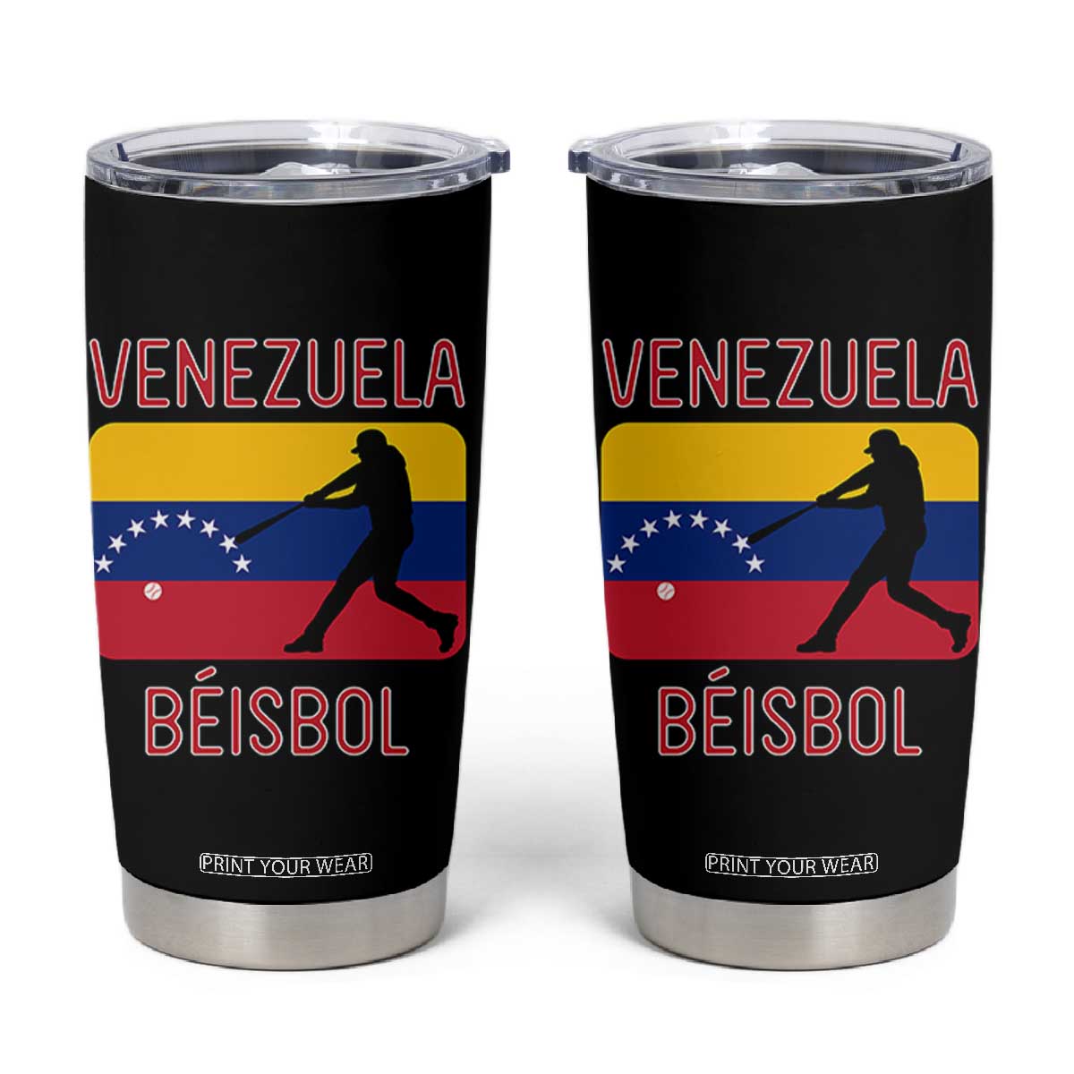 Venezuela Beisbol Flag Tumbler Cup Venezuelan Baseball Pride Latino Sports Fans TS02 Black Print Your Wear