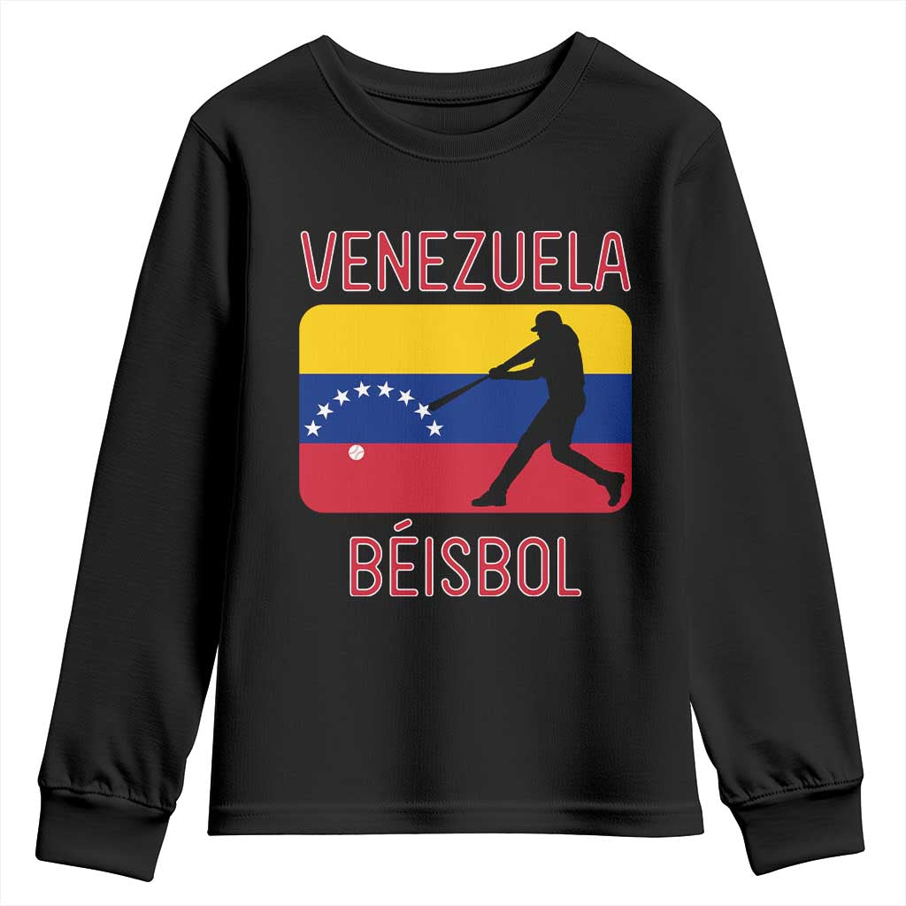 Venezuela Beisbol Flag Youth Sweatshirt Venezuelan Baseball Pride Latino Sports Fans TS02 Black Print Your Wear