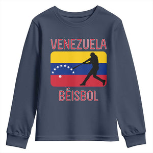 Venezuela Beisbol Flag Youth Sweatshirt Venezuelan Baseball Pride Latino Sports Fans TS02 Navy Print Your Wear