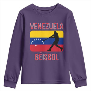 Venezuela Beisbol Flag Youth Sweatshirt Venezuelan Baseball Pride Latino Sports Fans TS02 Purple Print Your Wear