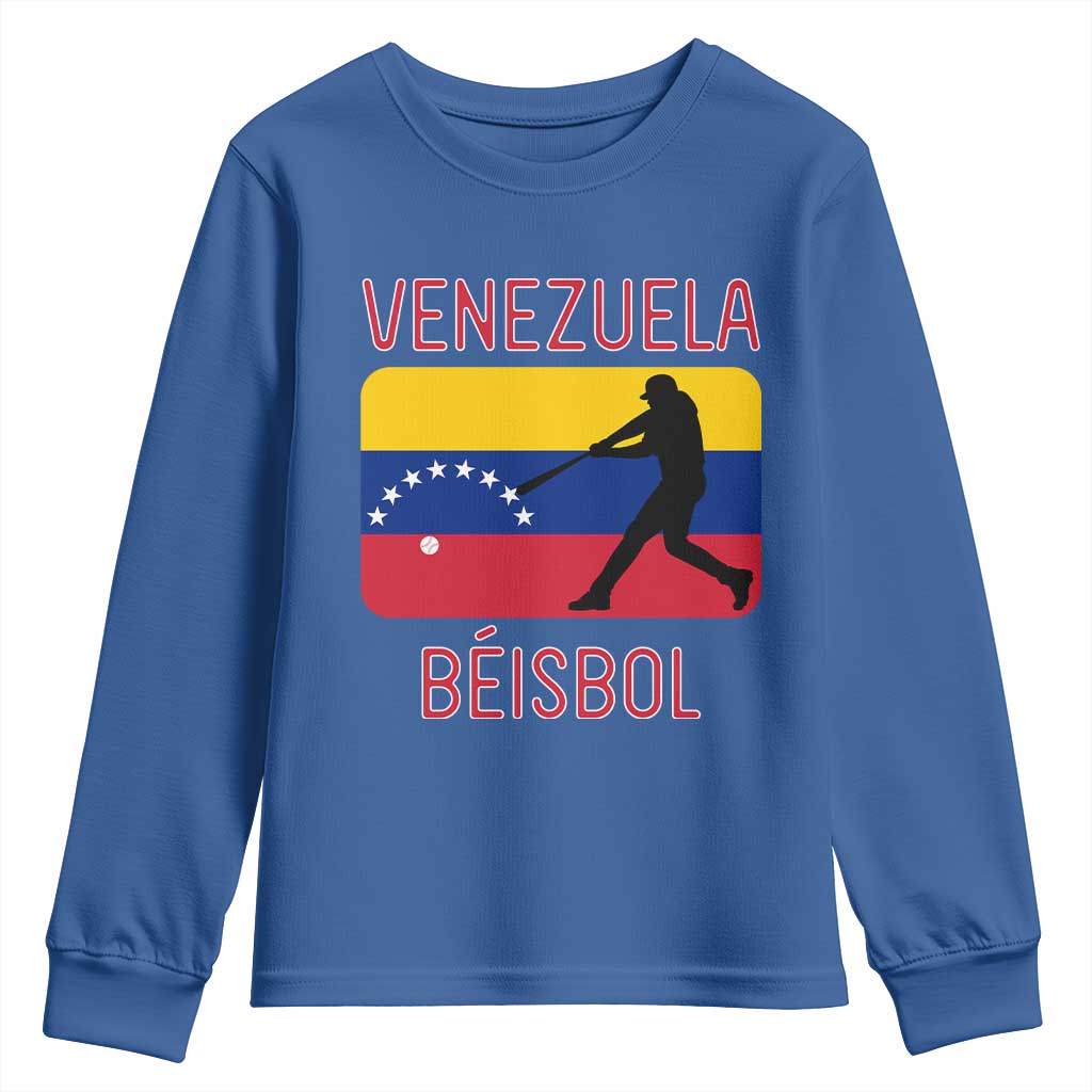 Venezuela Beisbol Flag Youth Sweatshirt Venezuelan Baseball Pride Latino Sports Fans TS02 Royal Blue Print Your Wear