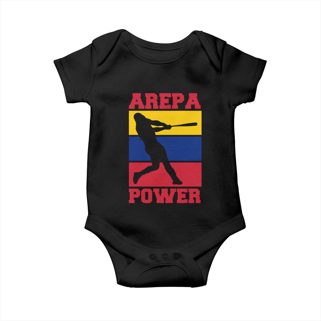 Arepa Power Venezuela Baseball Flag Baby Onesie Funny Venezuelan Pride Gift for Beisbol Lovers TS02 Black Print Your Wear