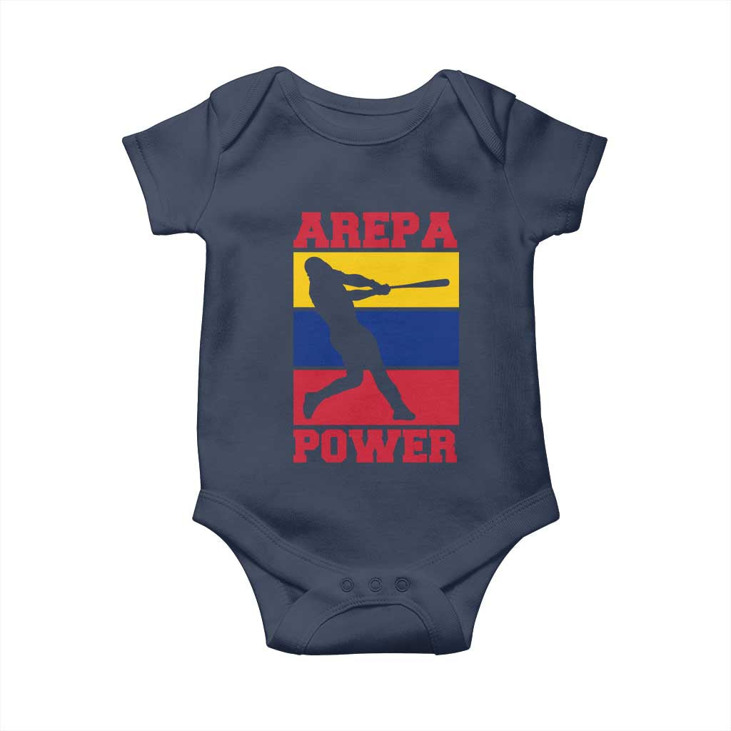Arepa Power Venezuela Baseball Flag Baby Onesie Funny Venezuelan Pride Gift for Beisbol Lovers TS02 Navy Print Your Wear
