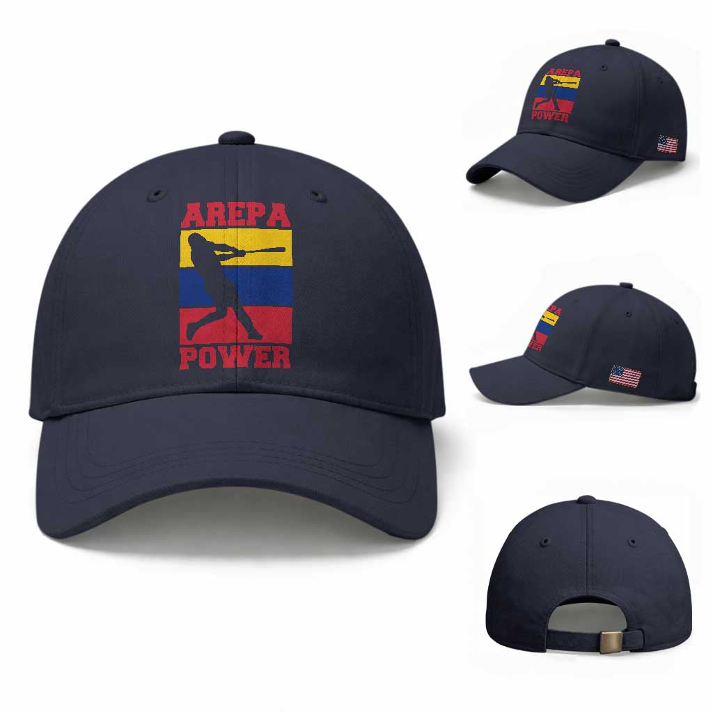 Arepa Power Venezuela Baseball Flag Baseball Cap Funny Venezuelan Pride Gift for Beisbol Lovers TS02 Baseball Cap Universal Fit Dark Blue Print Your Wear
