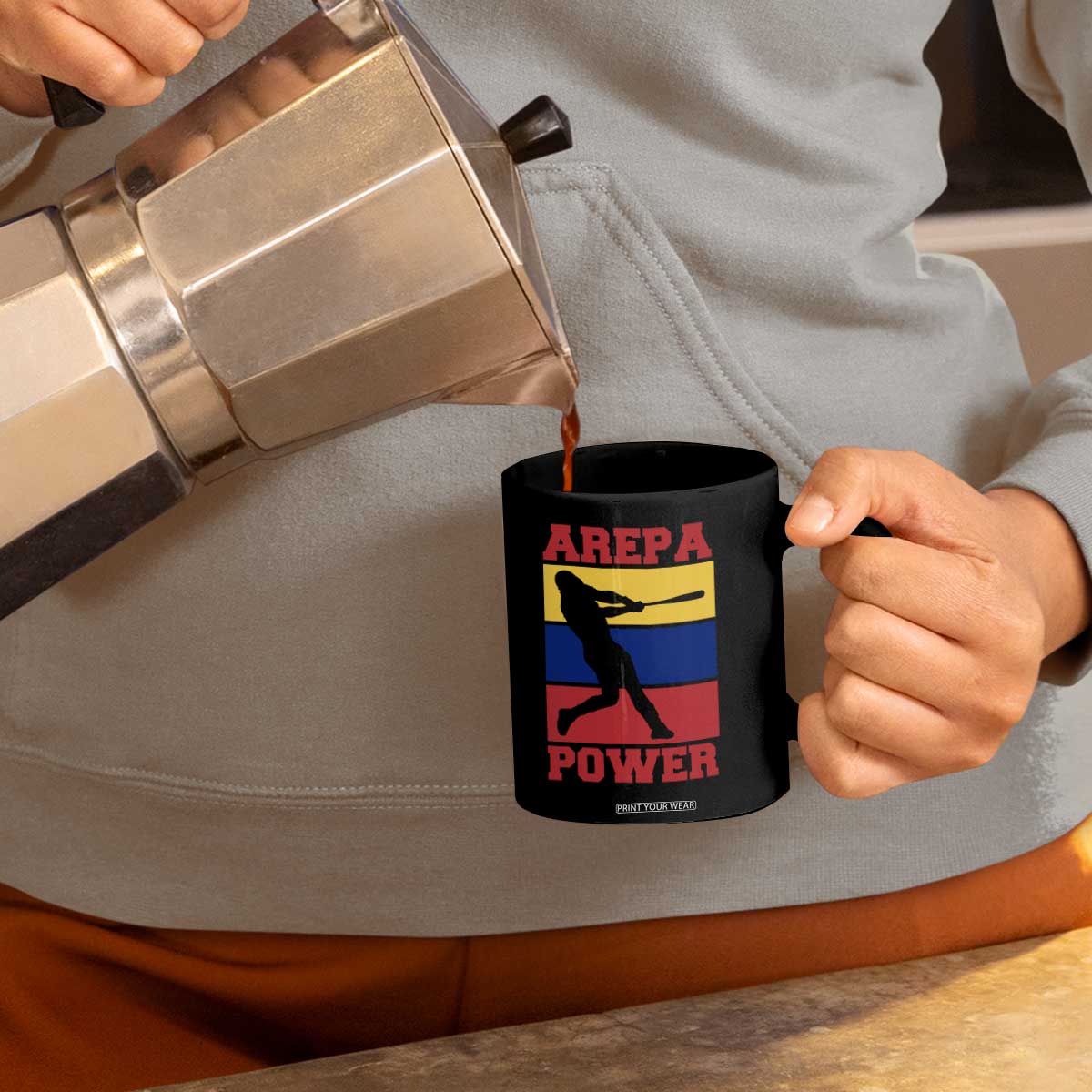 Arepa Power Venezuela Baseball Flag Coffee Mug Funny Venezuelan Pride Gift for Beisbol Lovers TS02 Print Your Wear