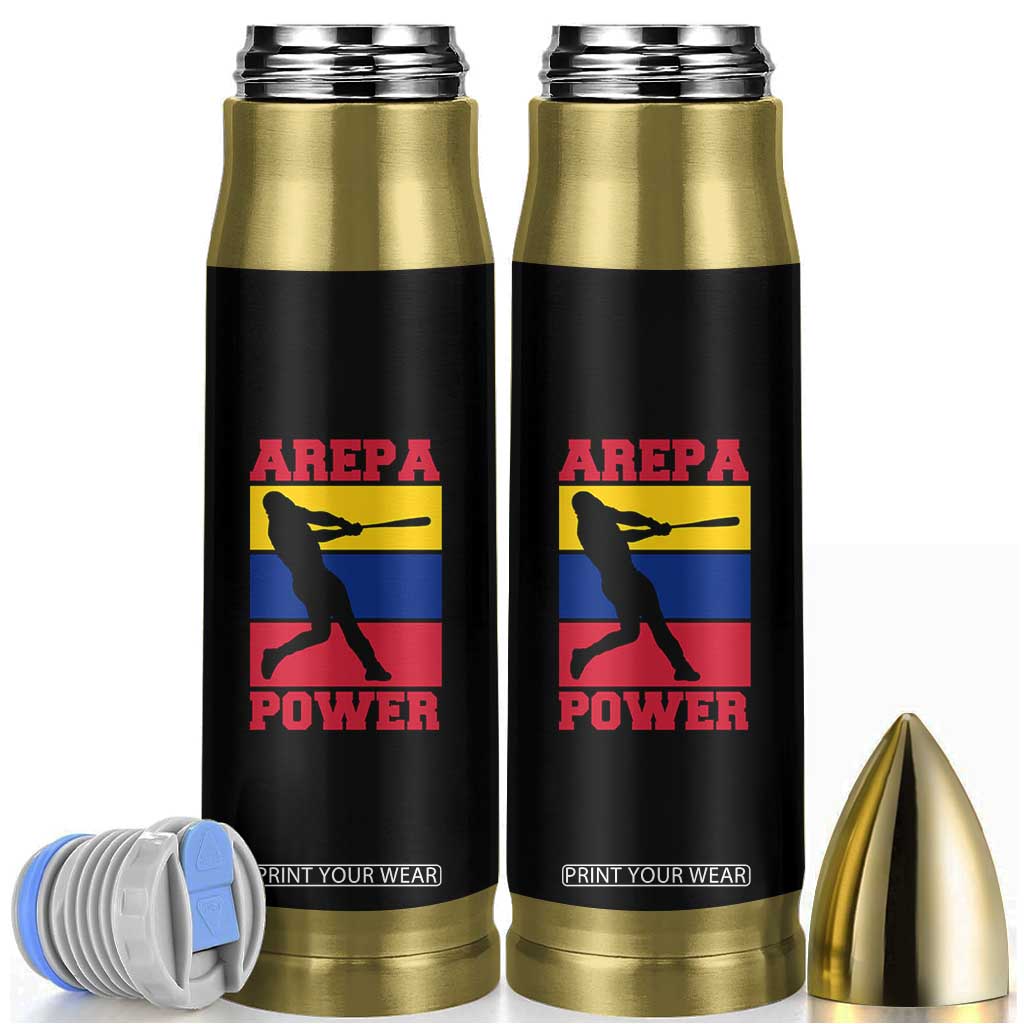 Arepa Power Venezuela Baseball Flag Bullet Tumbler Funny Venezuelan Pride Gift for Beisbol Lovers TS02 Black Print Your Wear