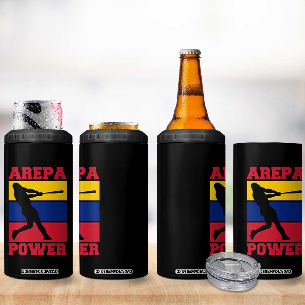 Arepa Power Venezuela Baseball Flag 4 in 1 Can Cooler Tumbler Funny Venezuelan Pride Gift for Beisbol Lovers TS02 Print Your Wear