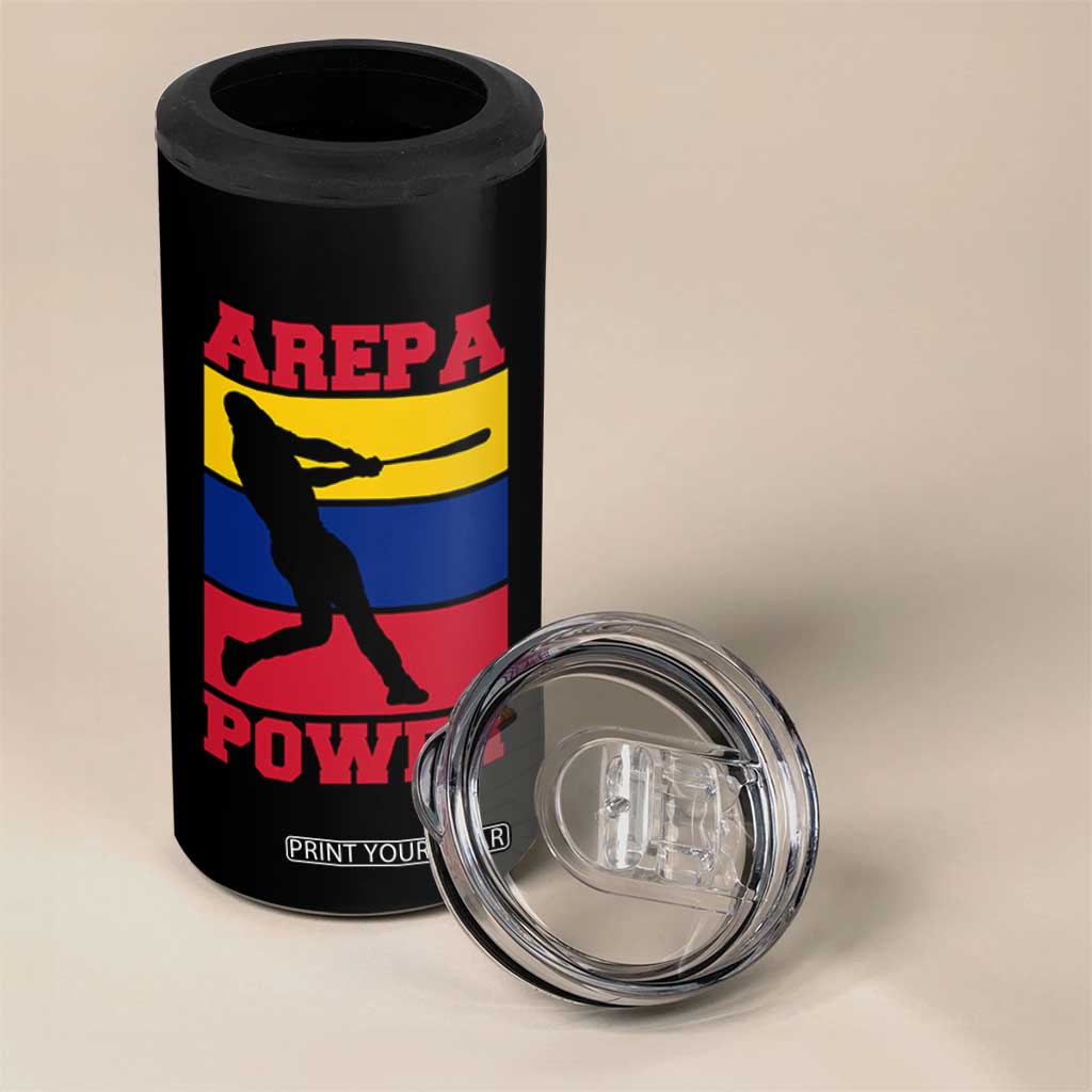 Arepa Power Venezuela Baseball Flag 4 in 1 Can Cooler Tumbler Funny Venezuelan Pride Gift for Beisbol Lovers TS02 Print Your Wear