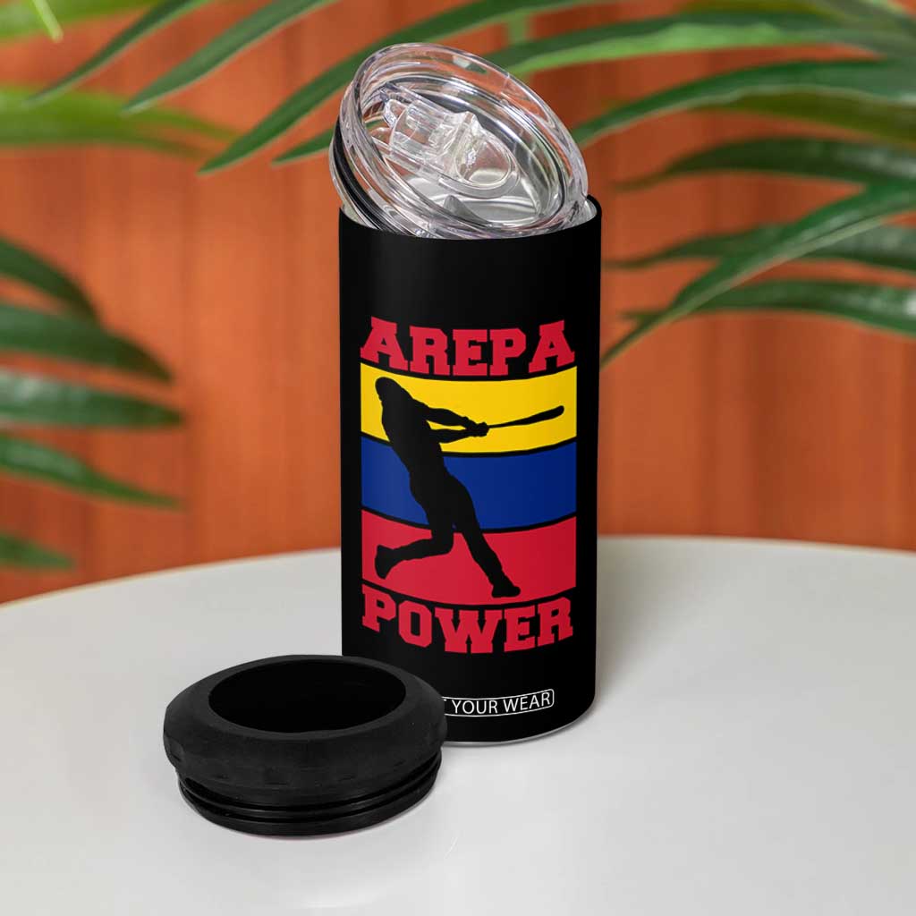 Arepa Power Venezuela Baseball Flag 4 in 1 Can Cooler Tumbler Funny Venezuelan Pride Gift for Beisbol Lovers TS02 Print Your Wear